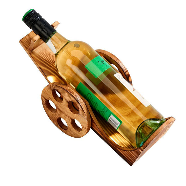 natural wooden wine bottle cart