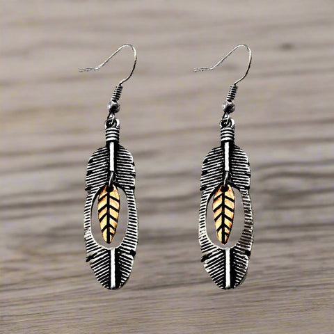 Nature Feather Leaf Earrings