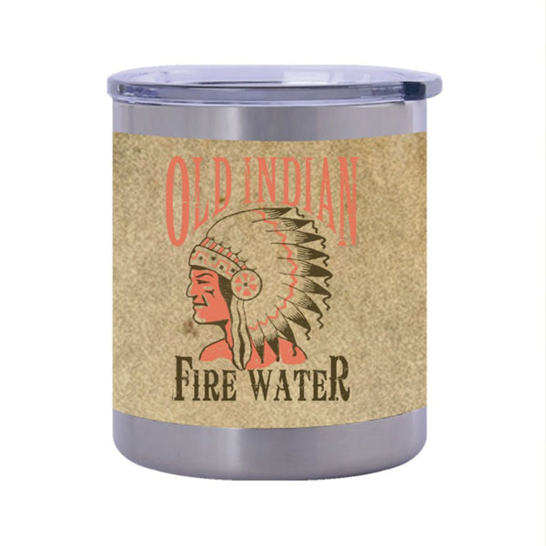 old indian fire water 10 oz tumbler with lid