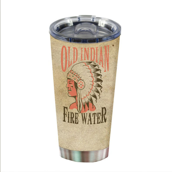 old indian fire water 20 oz tumbler with lid