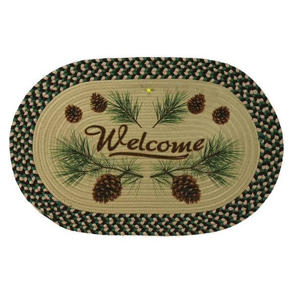 oval braided pinecone welcome rug