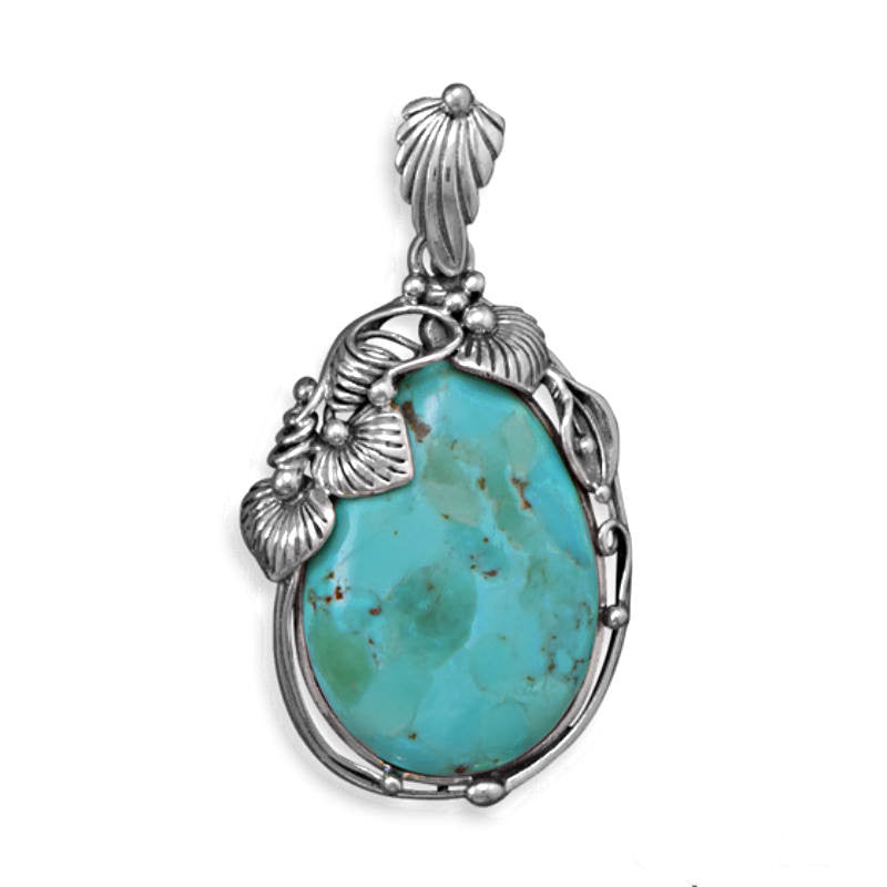 oval reconstituted turquoise pendant