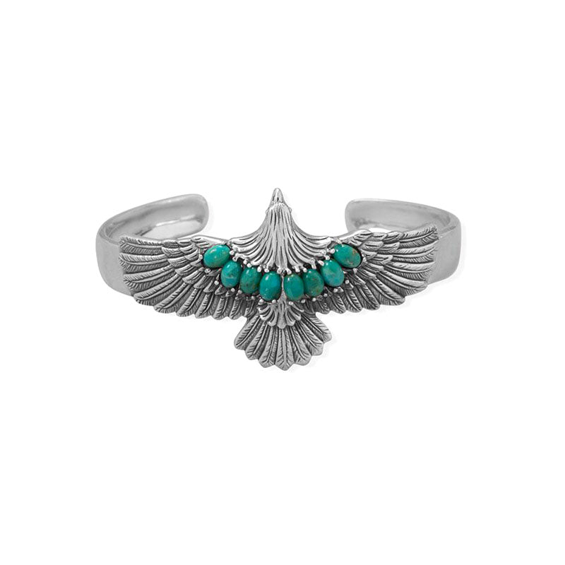 oxidized turquoise eagle cuff bracelet