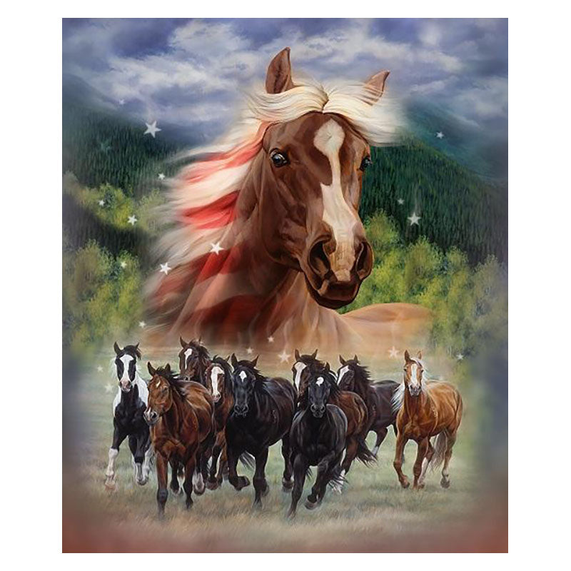 patriotic stampede fleece horses plush blanket