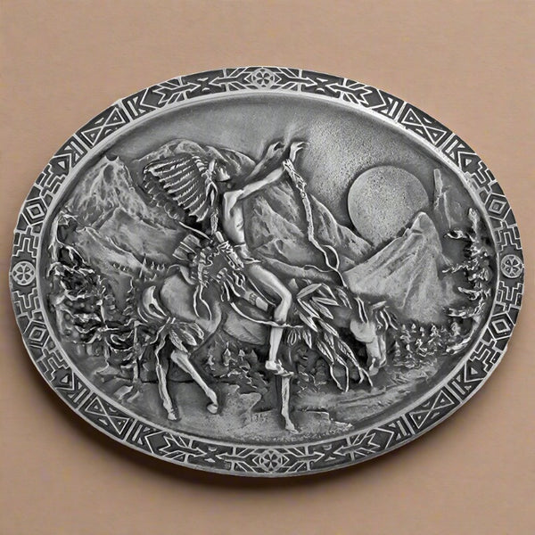 pewter end of the trail belt buckle