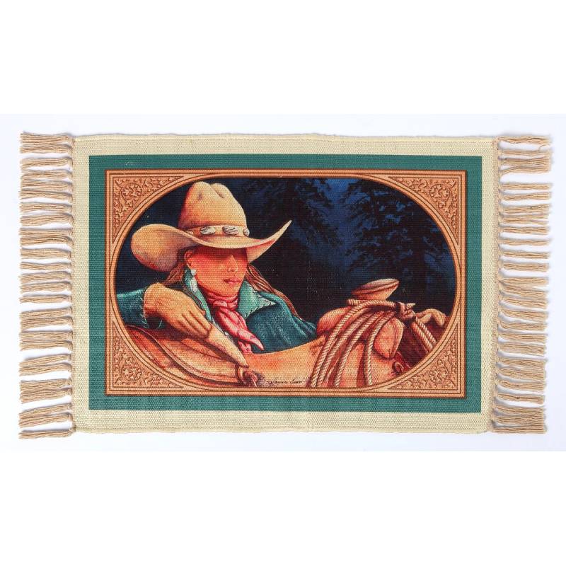 ready to ride cowgirl digital print placemat