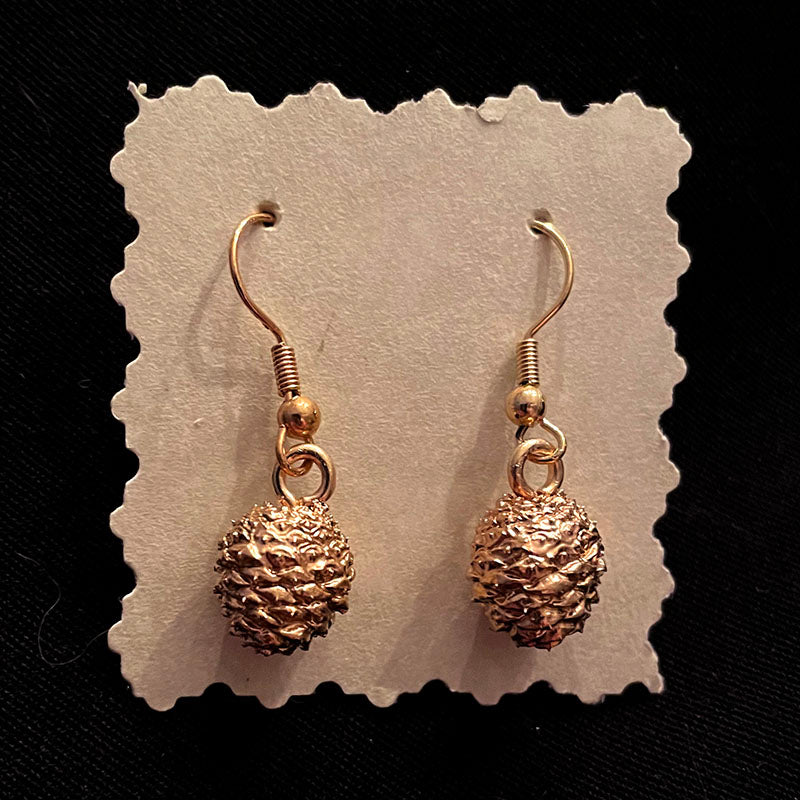 real mini pine cone earrings