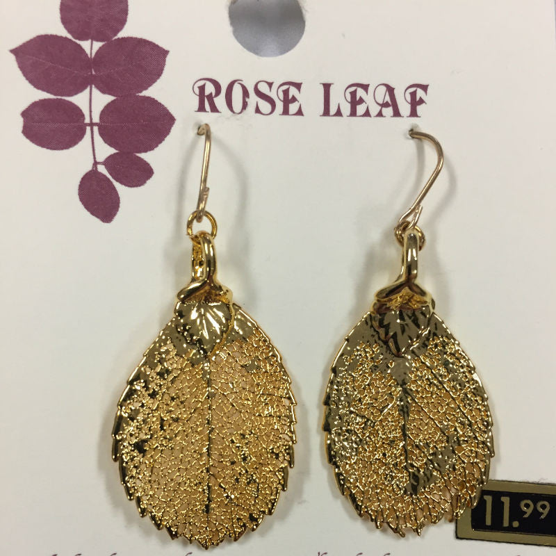 rose gold leaf earrings