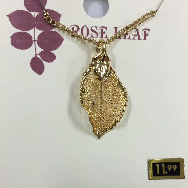 rose gold leaf necklace