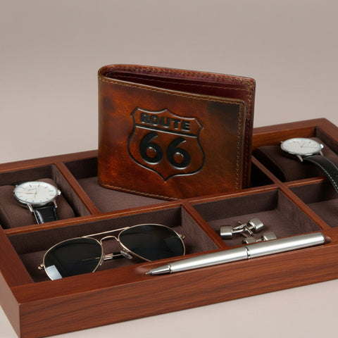 Route 66 Brown Leather Bifold Wallet