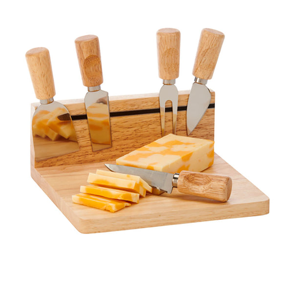 rubberwood cutting board with magnetic tools