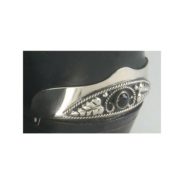 silver and black onyx boot heel guards