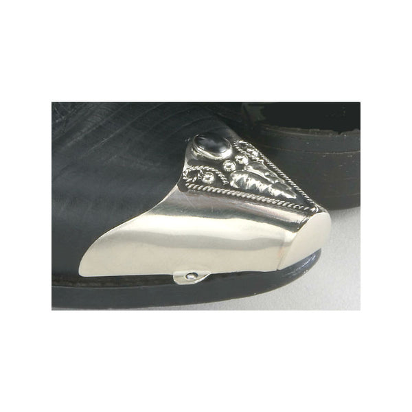silver and black onyx boot toe tips