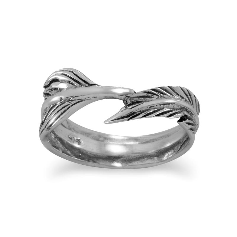 silver feather wrap ring