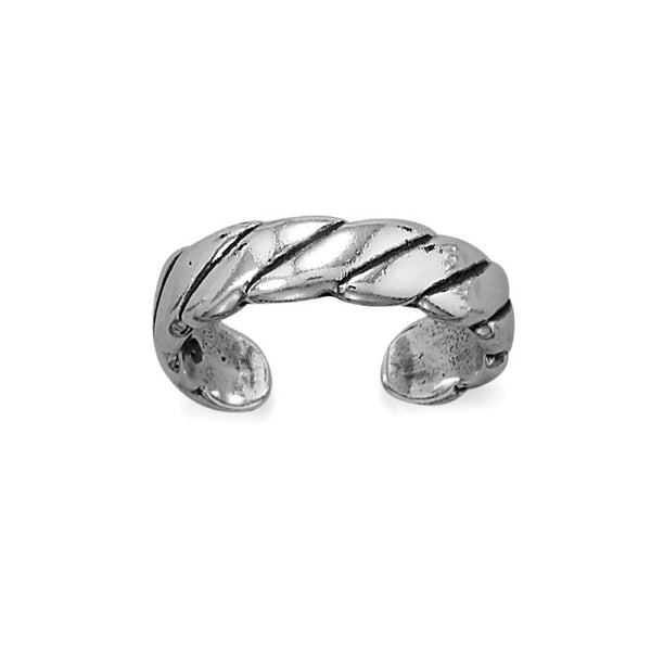 silver wide rope toe ring