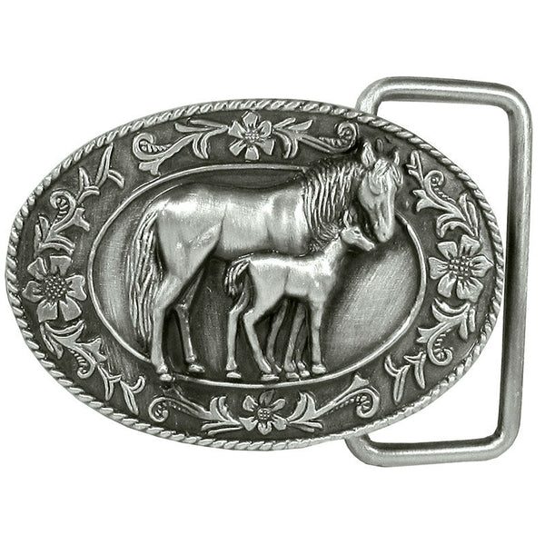 small mare and colt belt buckle