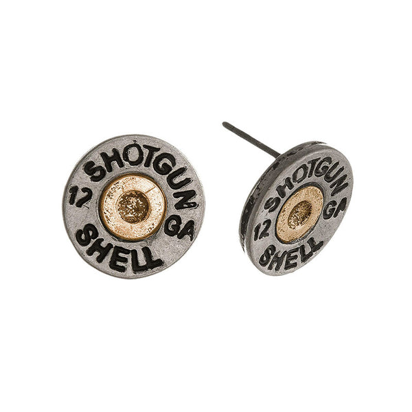 small two tone shot shell post earrings