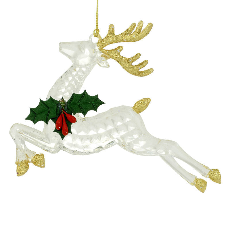 sparkling golden reindeer ornaments