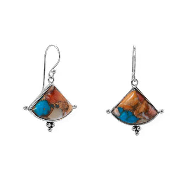 spiny oyster and turquoise triangle earrings