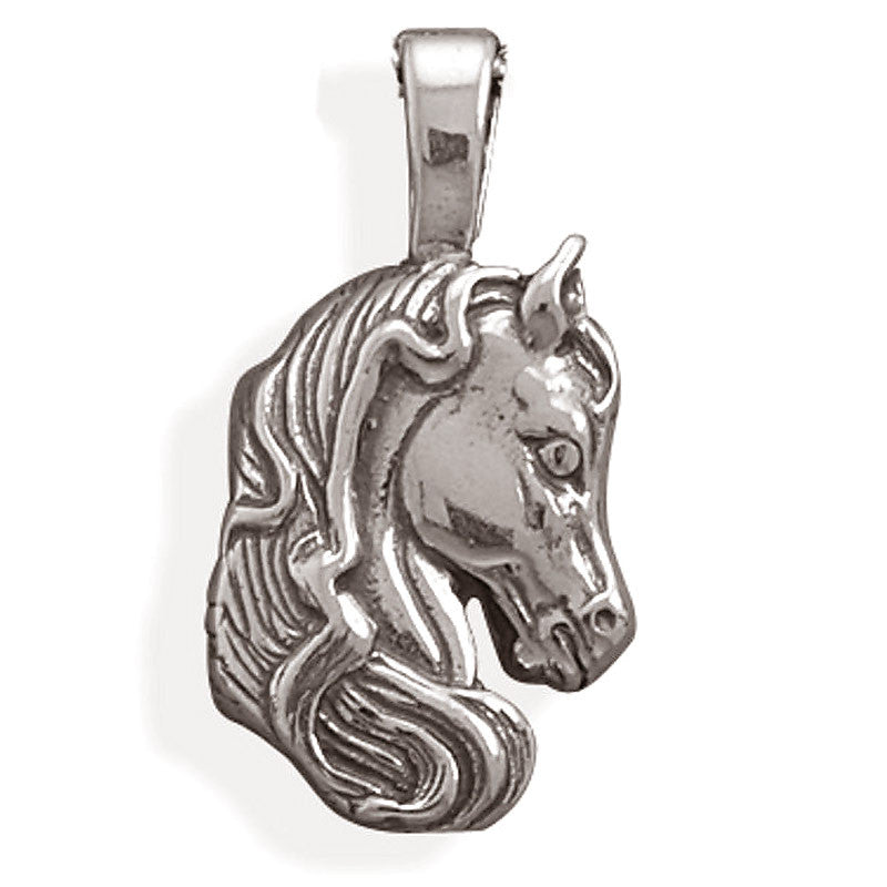 sterling silver oxidized horse pendant