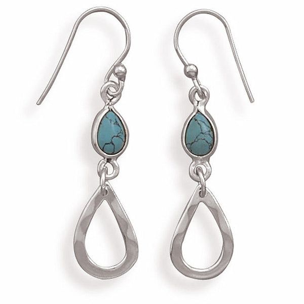sterling silver tear drop genuine turquoise earrings