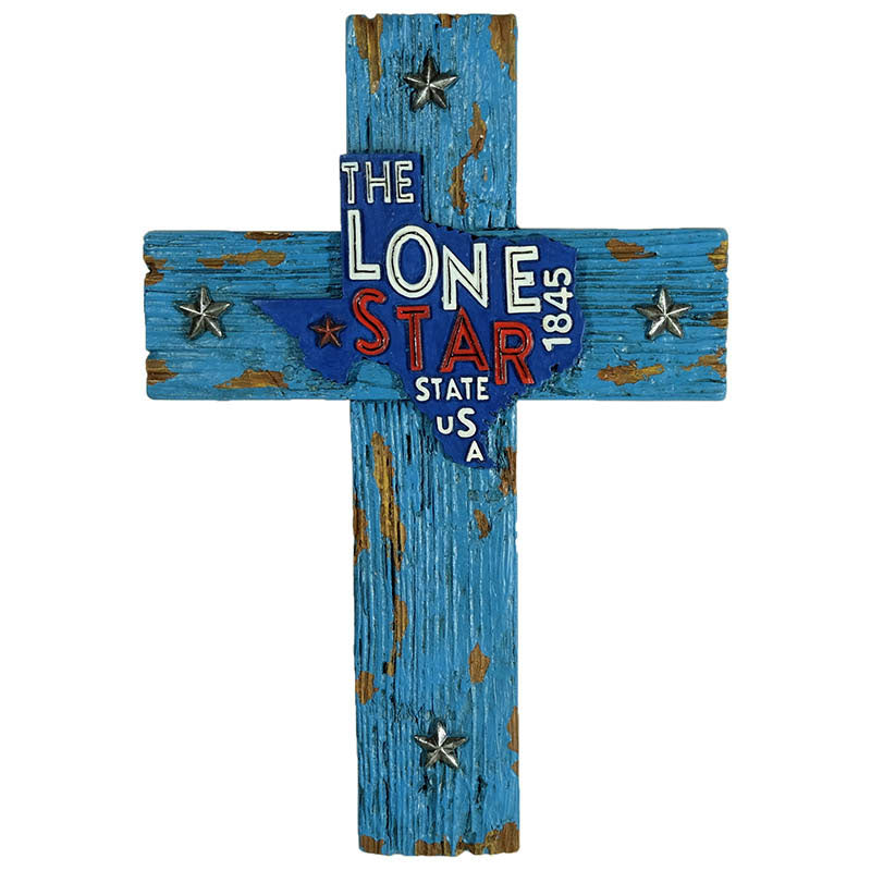 texas lone star state blue wall cross