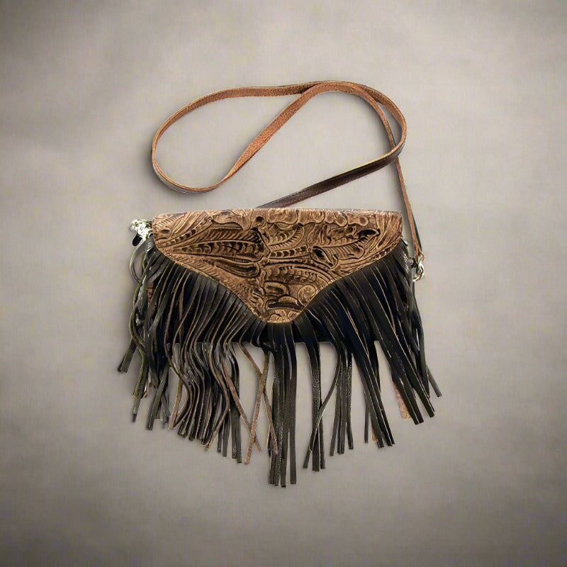 Conglomerate Cowhide & Leather w/ Fringe Shoulder & Crossbody Purse Ha