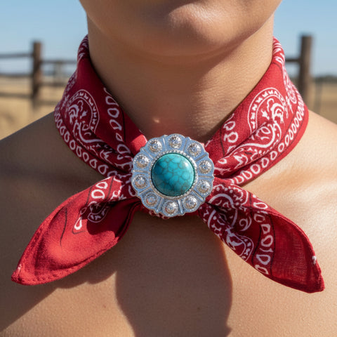 Turquoise Medallion Scarf Slide
