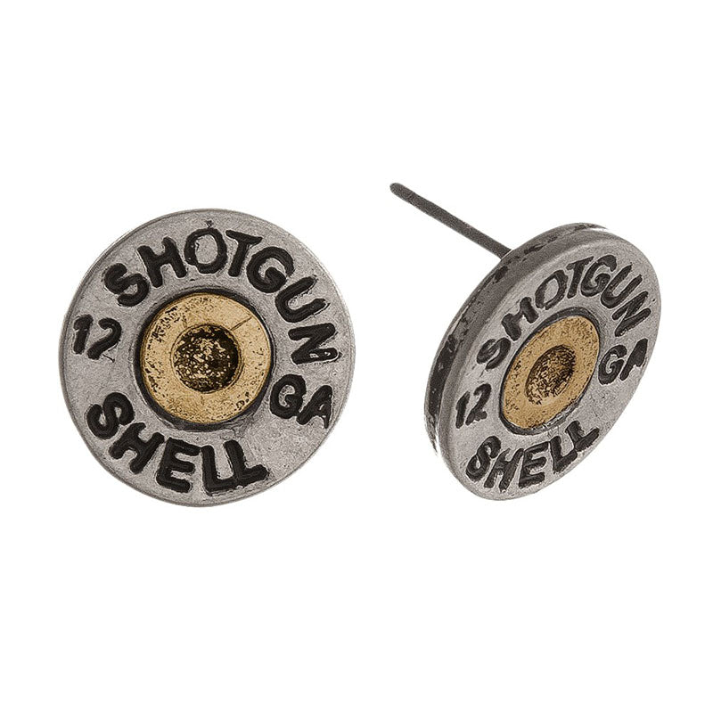 two tone shot shell post earrings