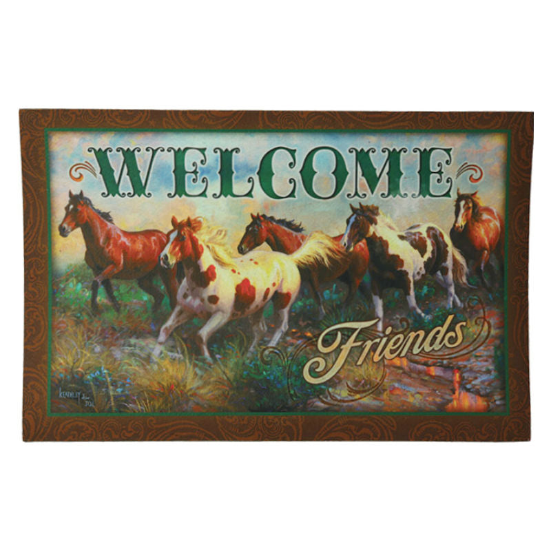 welcome friends horses door mat