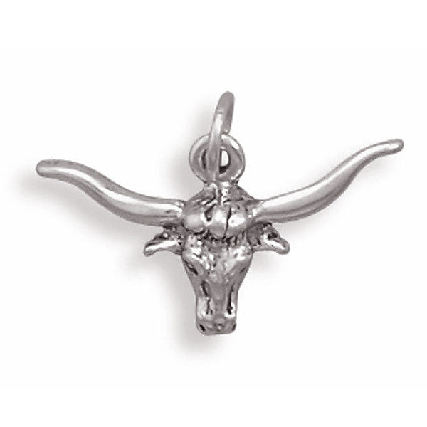 western steer sterling silver necklace pendant