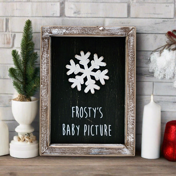 wooden framed frostys baby picture