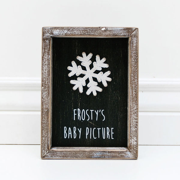 wooden framed frostys baby picture