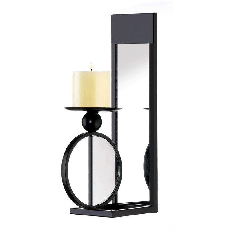 wrought iron mirrored wall candle sconce
