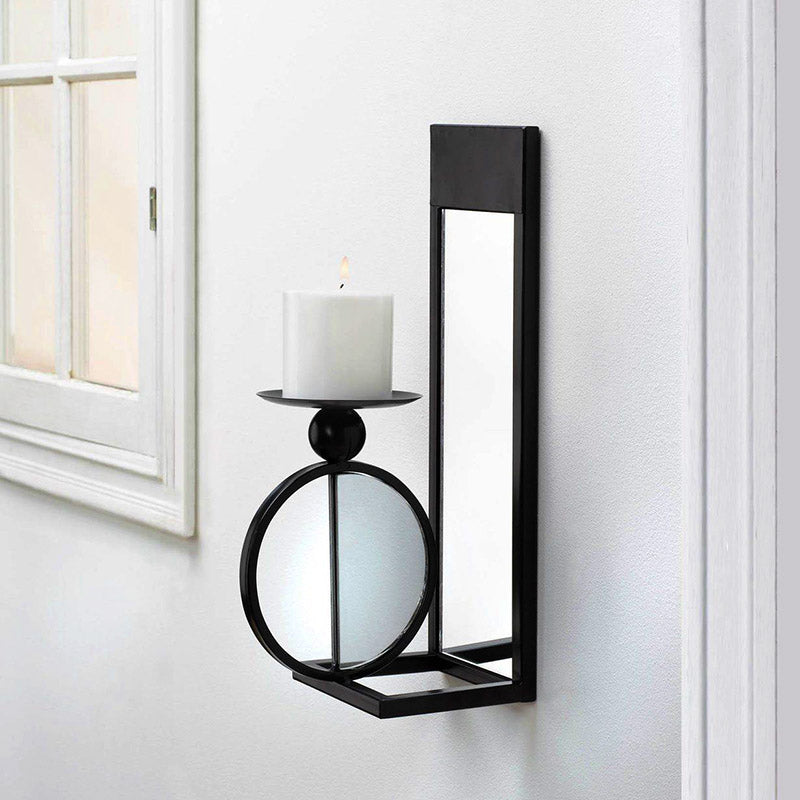 Wrought Iron Mirrored Wall Candle Sconce 10018637