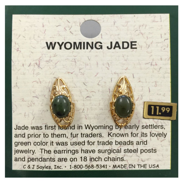 wyoming jade oval filigree earrings