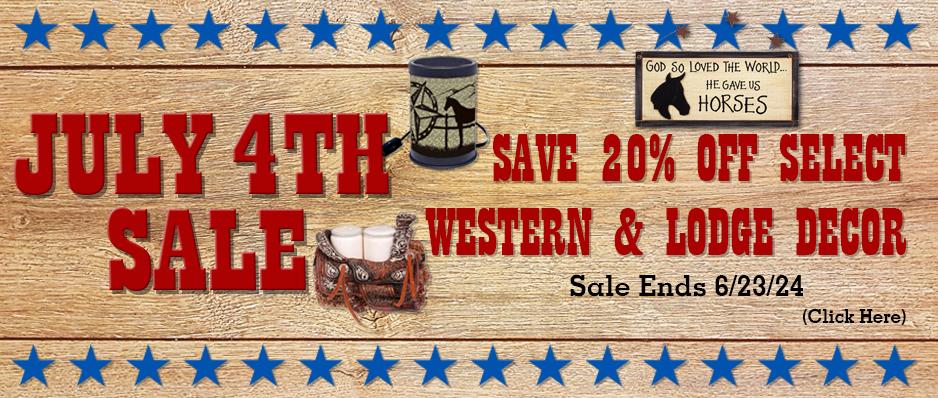 4th of july sale save 20% off select western decor and gifts